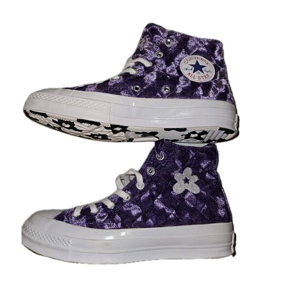 New! Converse Golf Le Fleur Chuck 70 Hi Quilted Velvet Tillandsia Purple W8 M6 - Picture 7 of 13